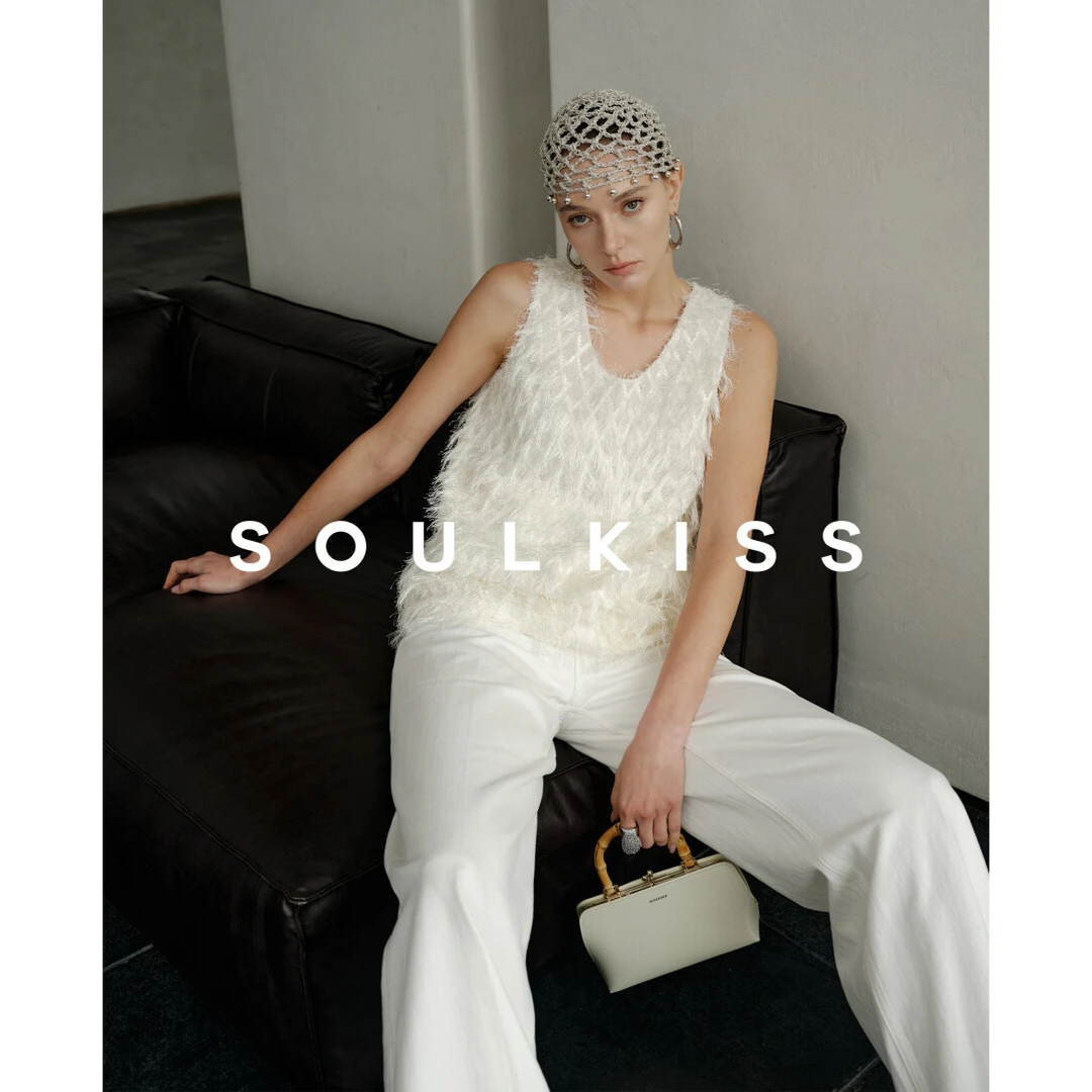 SOULKISS时髦B败 南法假日日本进口莼手工剪花流苏U领时髦背心