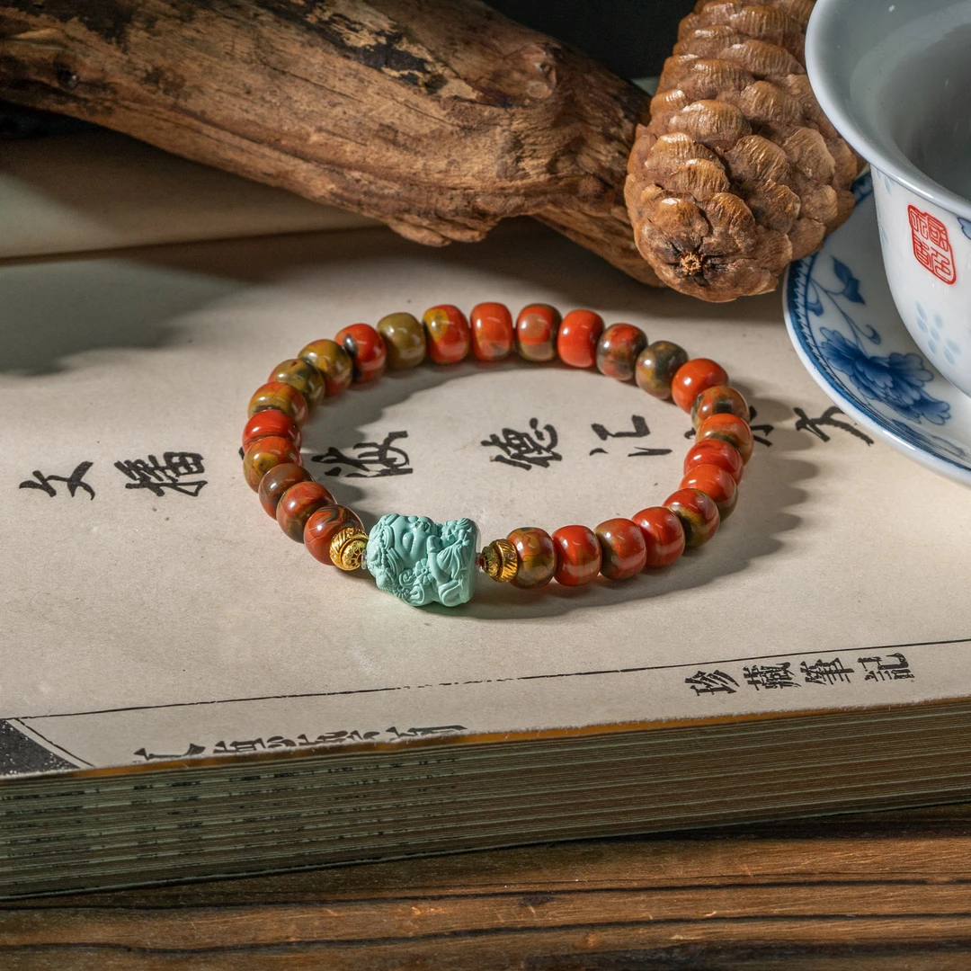 【世间臻宝】18K绿松石南红DIY手串/Q1949/多样性发一件/7mm/3