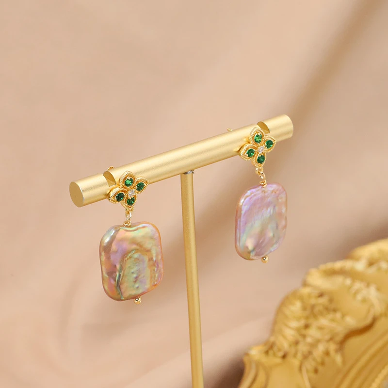 天然巴洛克珍珠耳环异形设计小众复古冷淡风耳饰气质轻奢时尚百搭