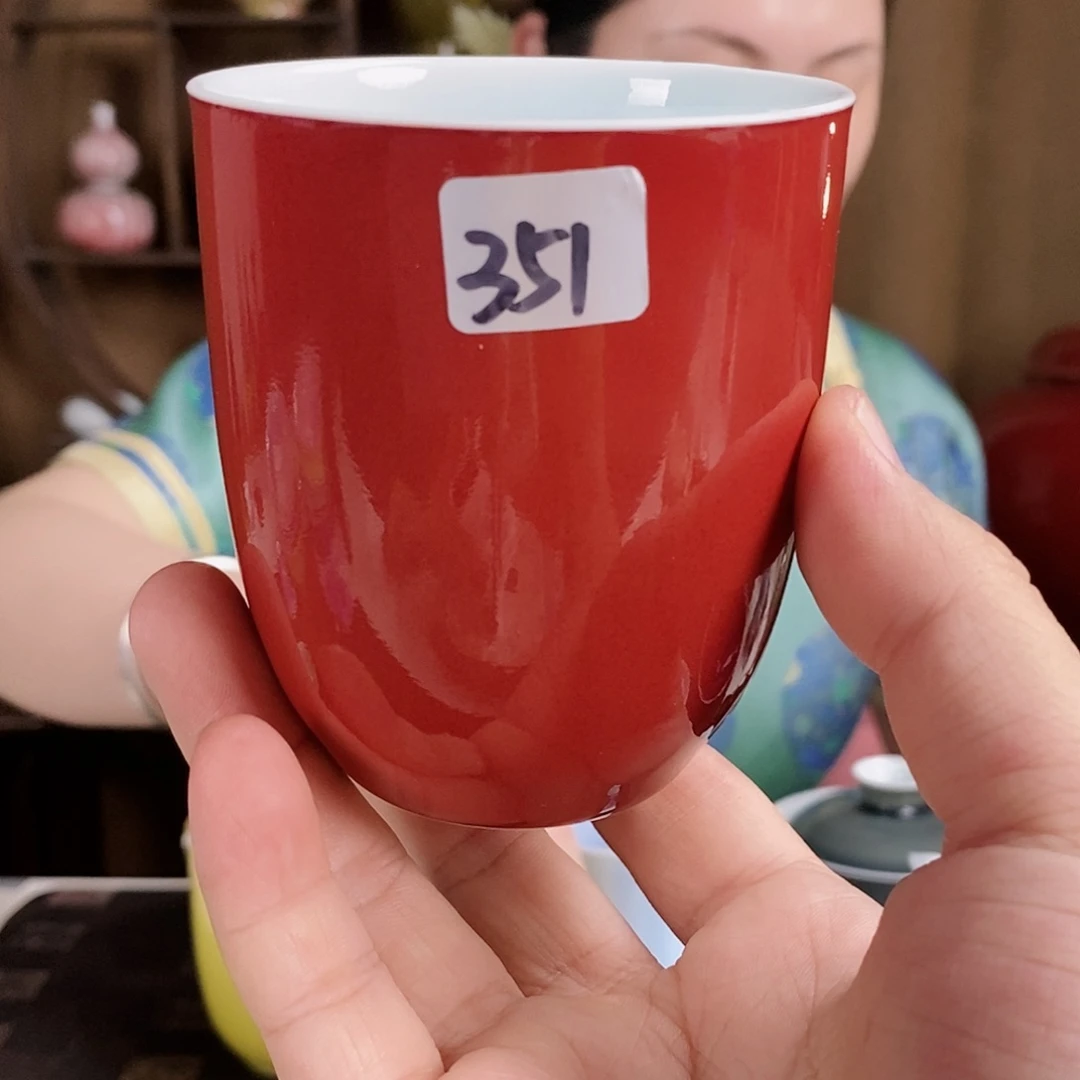 351号祭红釉手工水杯