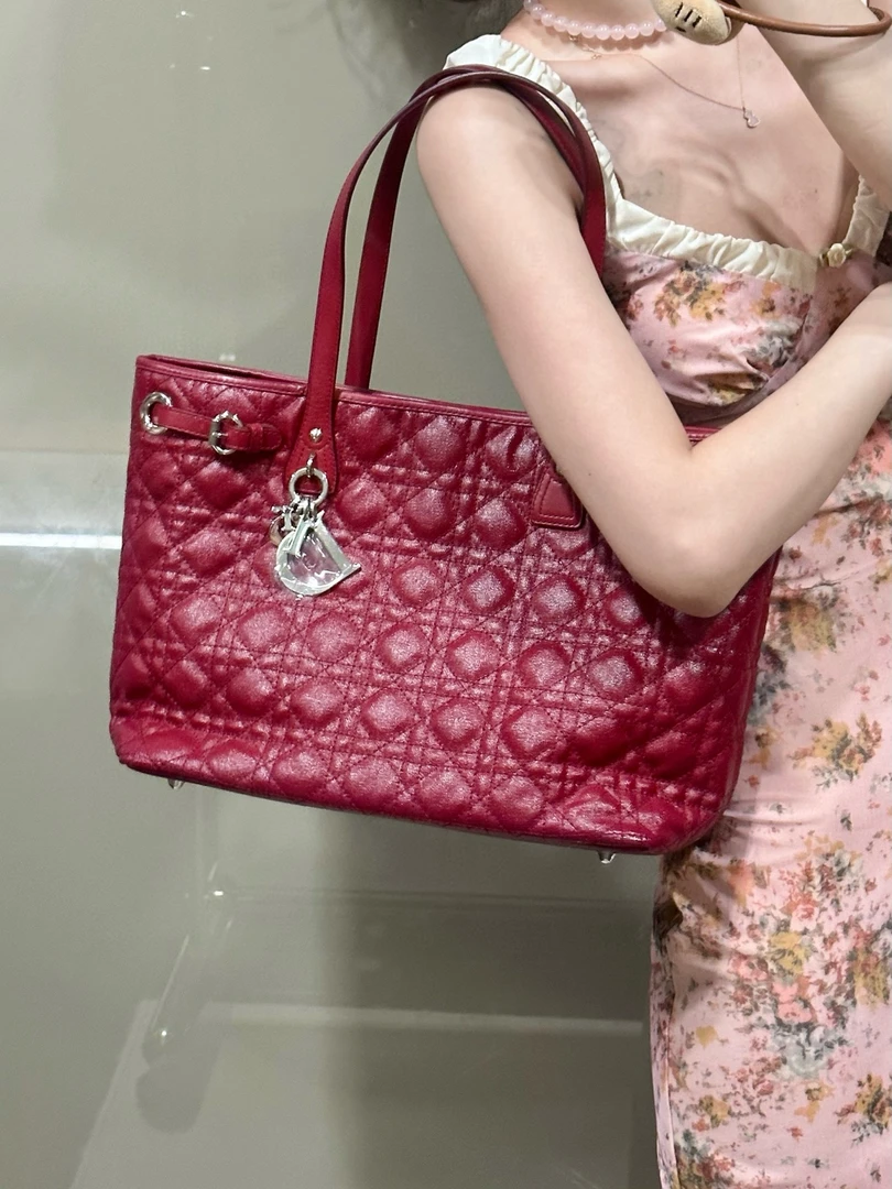 95新 DIOR/迪奥 dior 酒红色托特单肩包