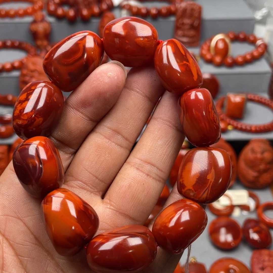 南红玛瑙未镶嵌珠宝奇石单圈