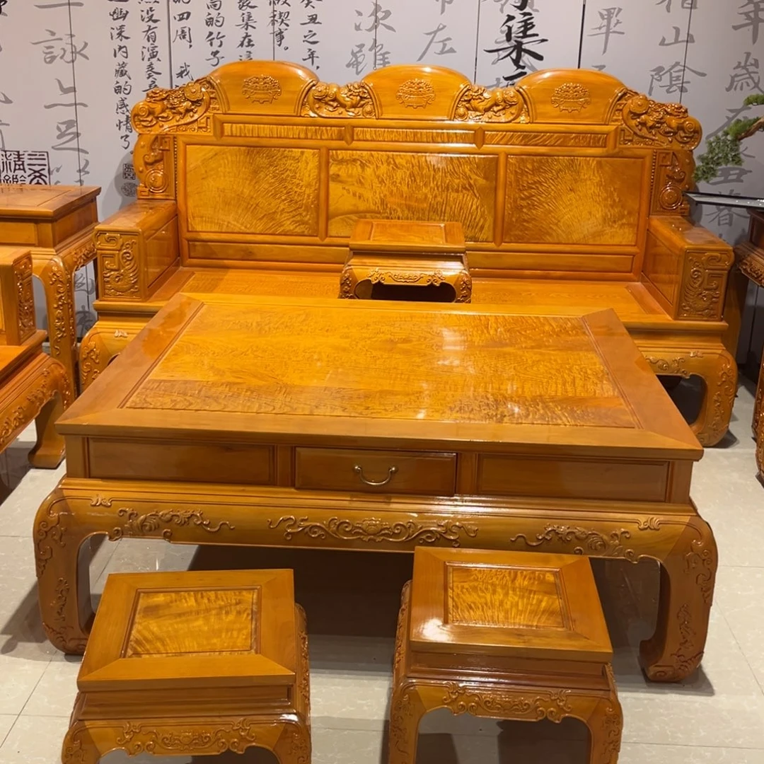 用***6楠木金丝楠木沙发九件套