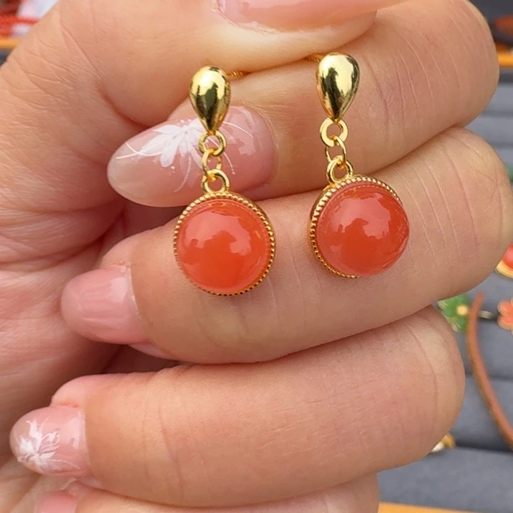 南红玛瑙银S925镶嵌颈饰