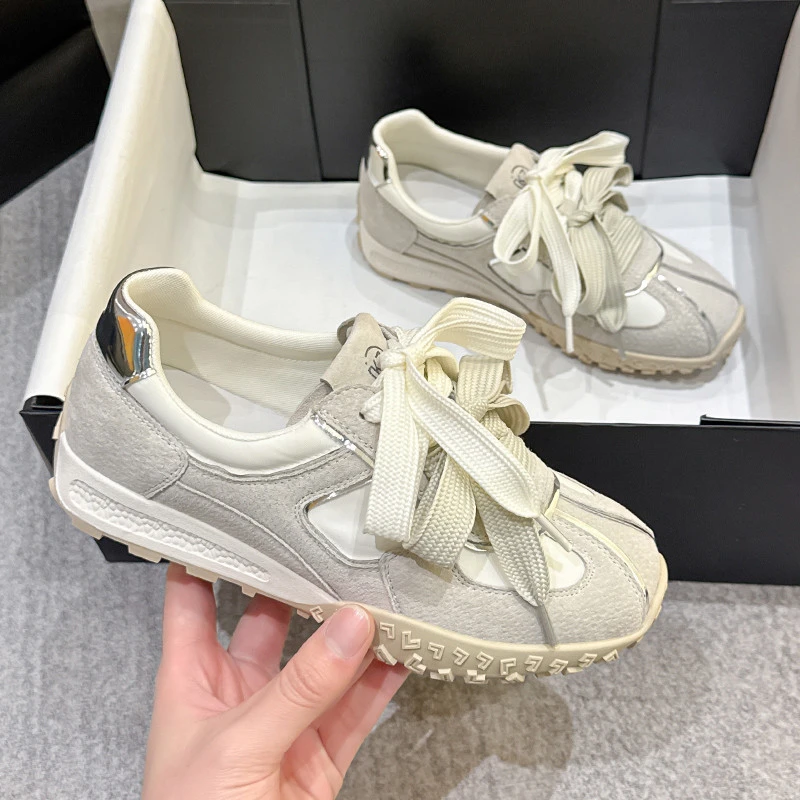 芭蕾德训鞋女款2025夏季新款真皮阿甘鞋休闲运动跑步鞋百搭小白鞋