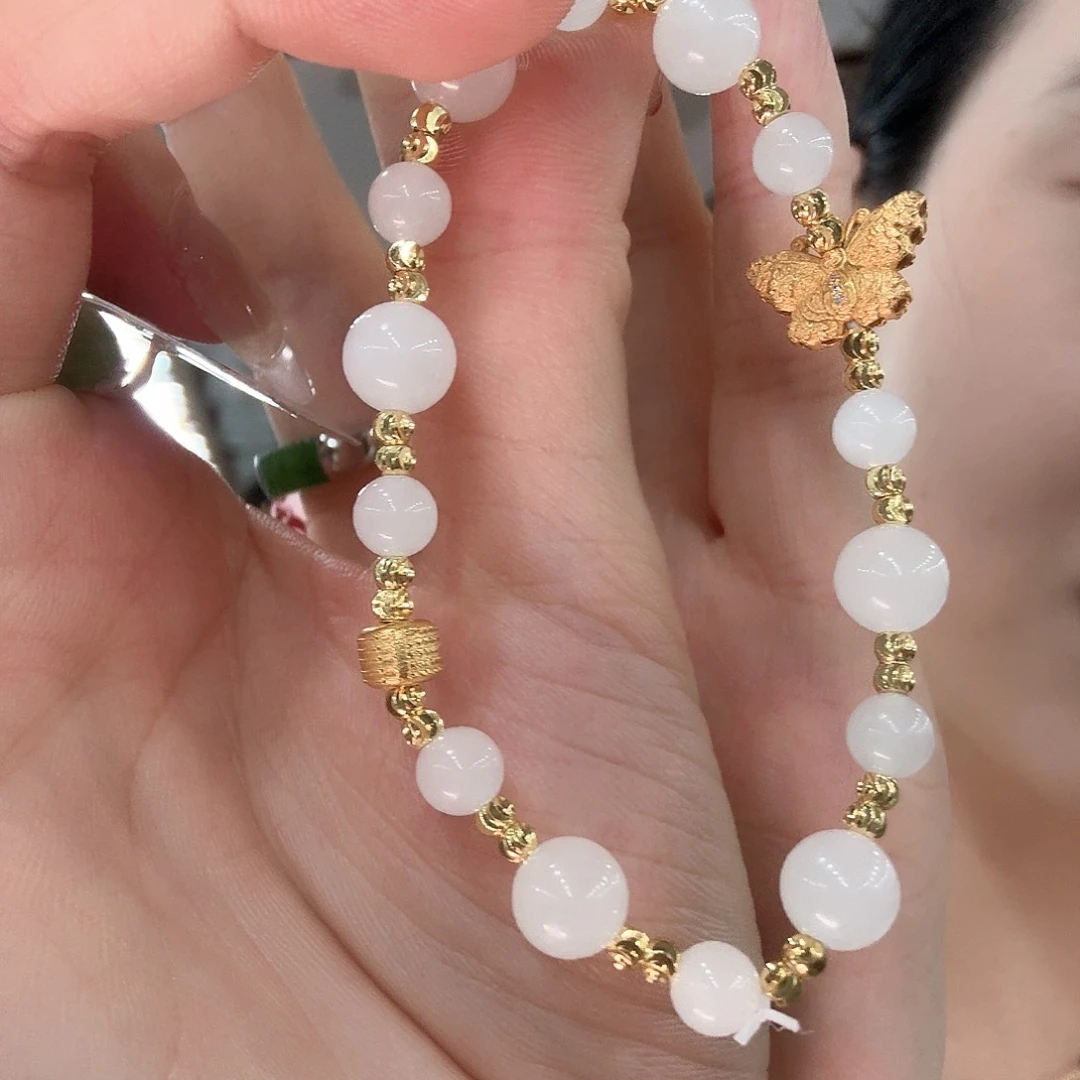 银S925镶嵌手链和田玉