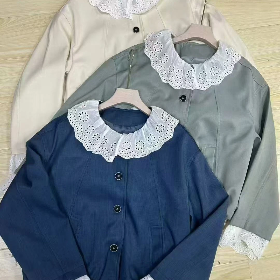 8507娃娃领女秋季短款轻职风拉链短外套连帽秋防风上衣女士