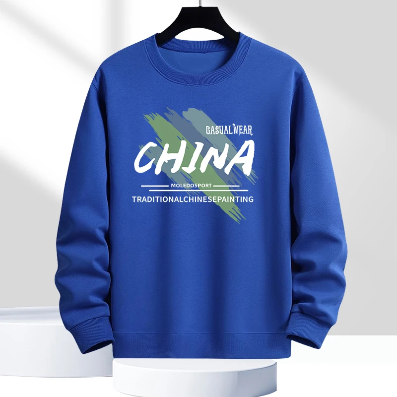 美式潮牌圆领长袖t恤男款春秋2025新款黑色痞帅卫衣男生内搭上衣