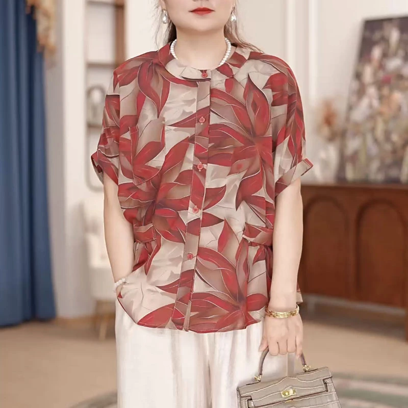 中年妈妈夏装t恤小衫套装2024新款洋气中老年女装宽松上衣两件套