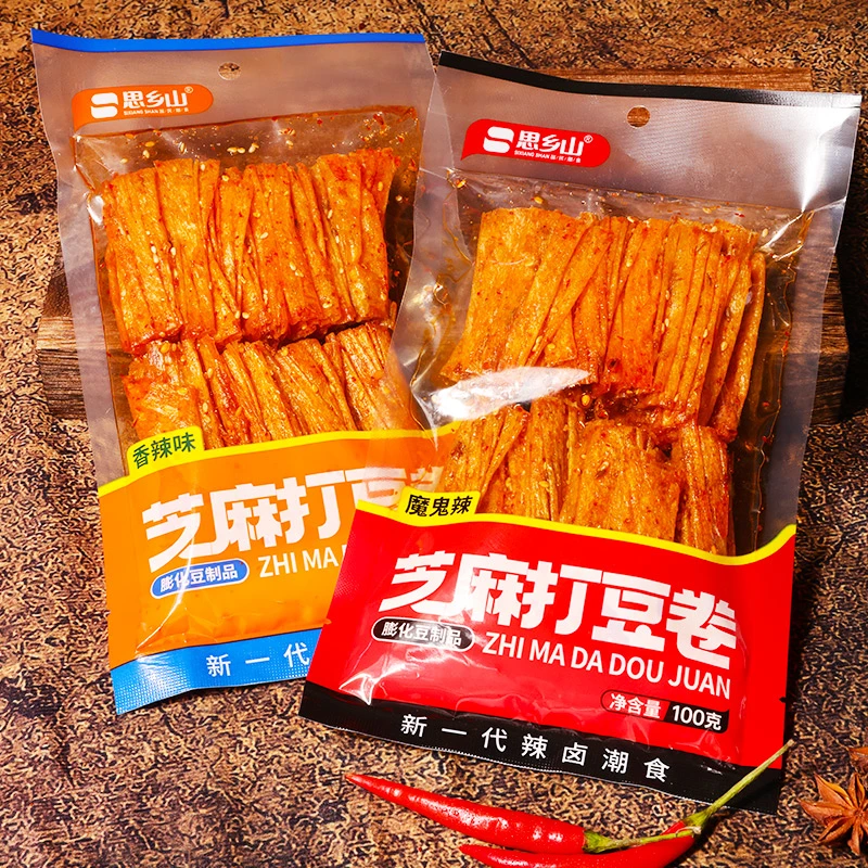 思乡山香辣豆腐皮湖南特产麻辣辣条零食豆皮卷豆干魔鬼变态辣