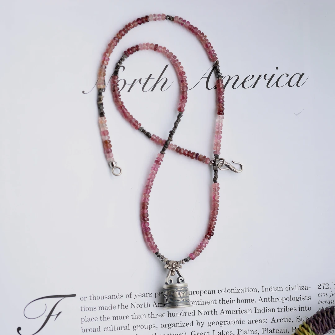 非金属合成锆石项链 原创粉色轻奢个性款项链【哎呦家18854】