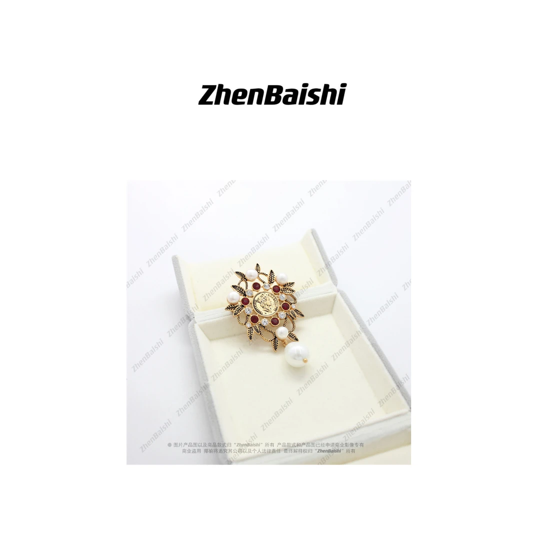 合金仿珍珠胸针 小众设计款胸针【19622】