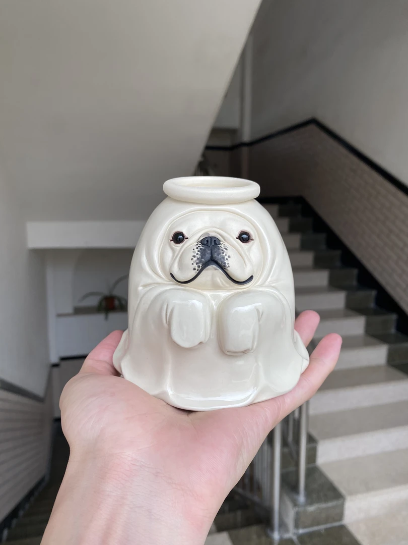 法国斗牛犬陶瓷创意水杯桌面摆件