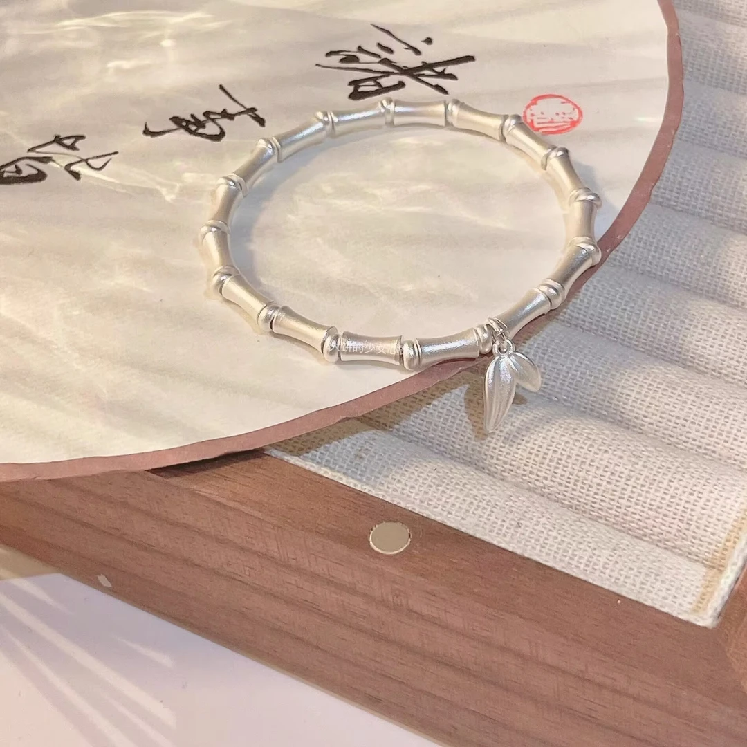 足银手链 【A826】13g999.9古法竹节气质磨砂复古简约经典百搭