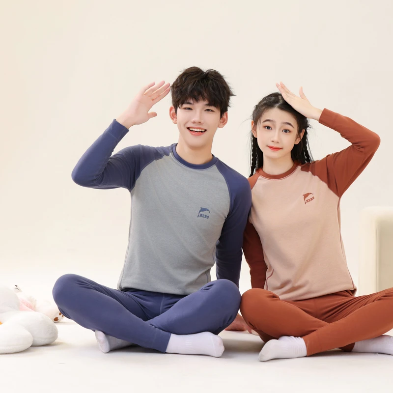 乐小乐儿童秋衣秋裤暖绒保暖内衣套装男童女童无骨拼接插肩家居服