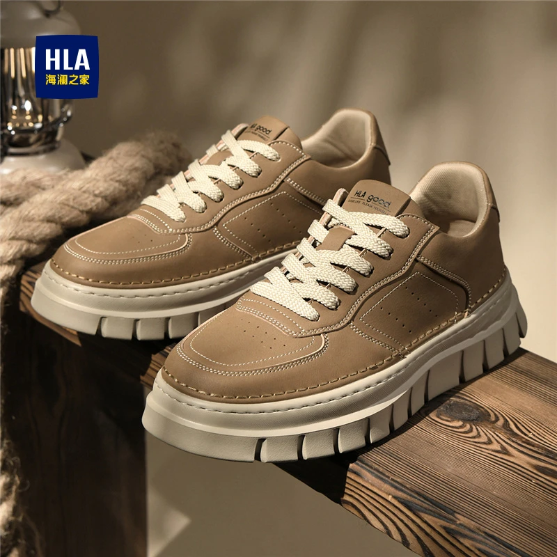 HLA/海澜之家休闲运动鞋男士英伦风系带潮鞋防滑耐磨百搭工装鞋男