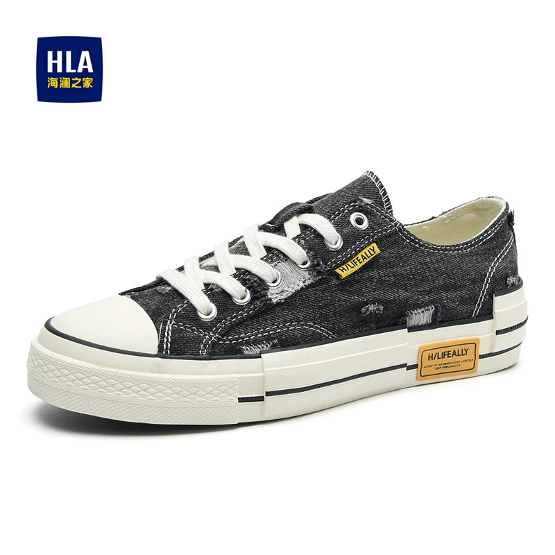 HLA/海澜之家帆布鞋男2025新款板鞋男时尚潮流透气百搭男士休闲鞋