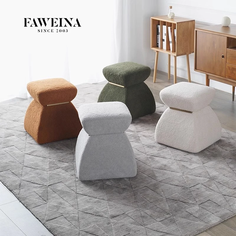 北欧化妆凳轻奢网红现代简约梳妆凳卧室极简羊羔绒设计师凳子