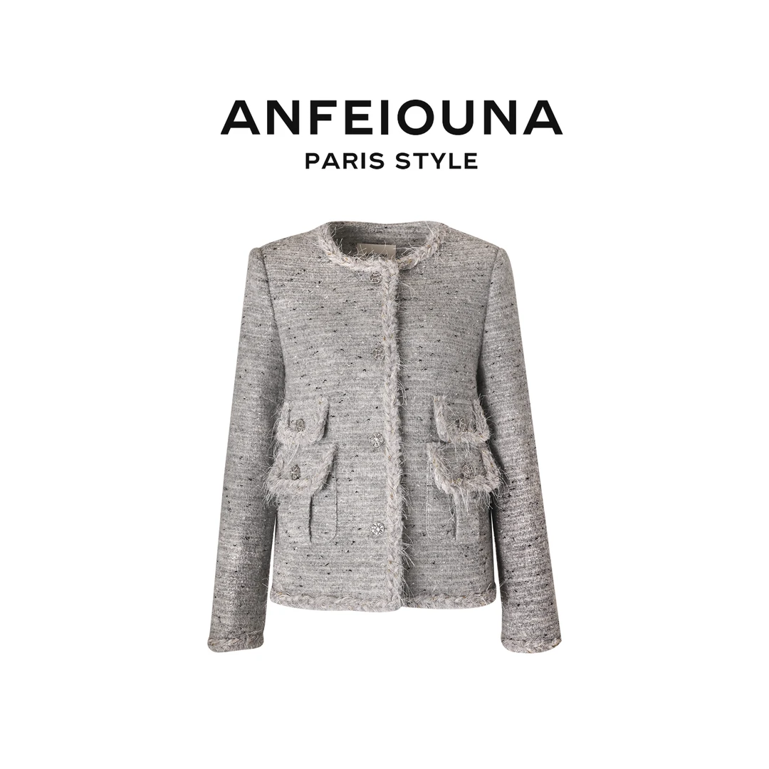 2024春季新款灰色花火小香外套时尚轻奢1003