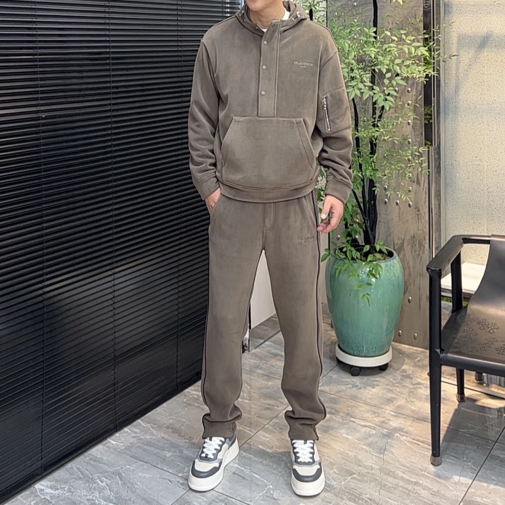 迪卡里奥.费雷男士双面摇粒绒套装905秋冬加厚款男士休闲保暖套装