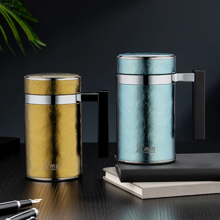 希诺纯钛保温杯手柄商务男士办公杯高档礼盒轻奢钛杯养生泡茶杯