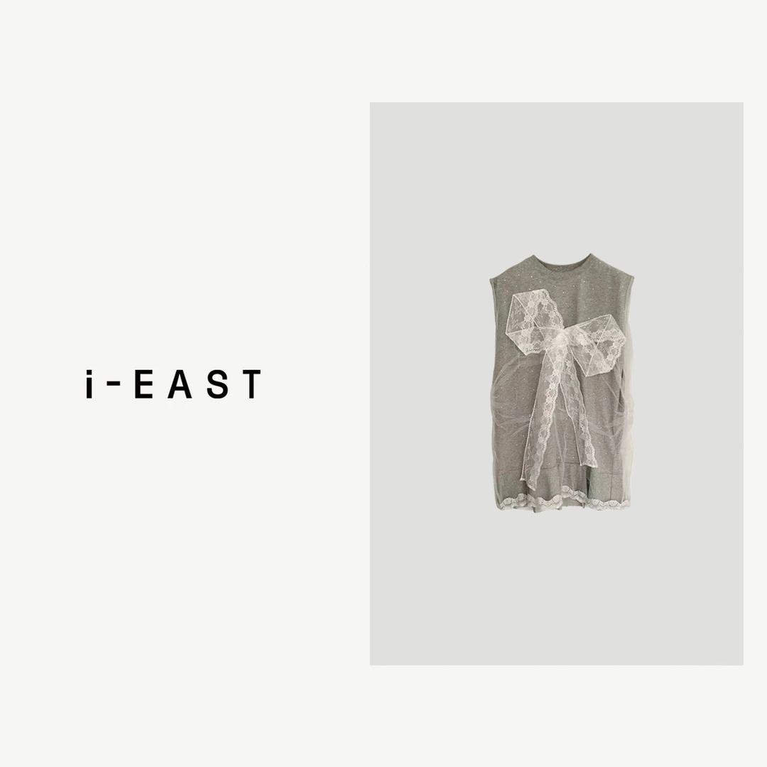 i-EAST 五月风铃~满身闪钻蕾丝蝴蝶纱纱无袖裙-4X Q32842