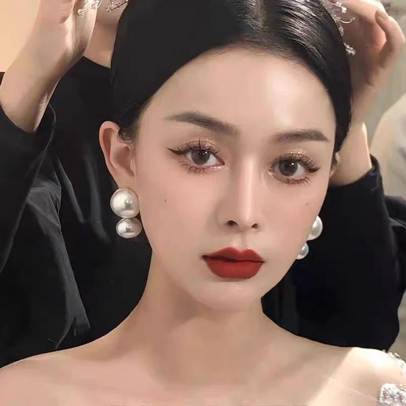 合金仿珍珠耳饰 2327银针复古赫本风耳环新娘女高级气质法式耳钉