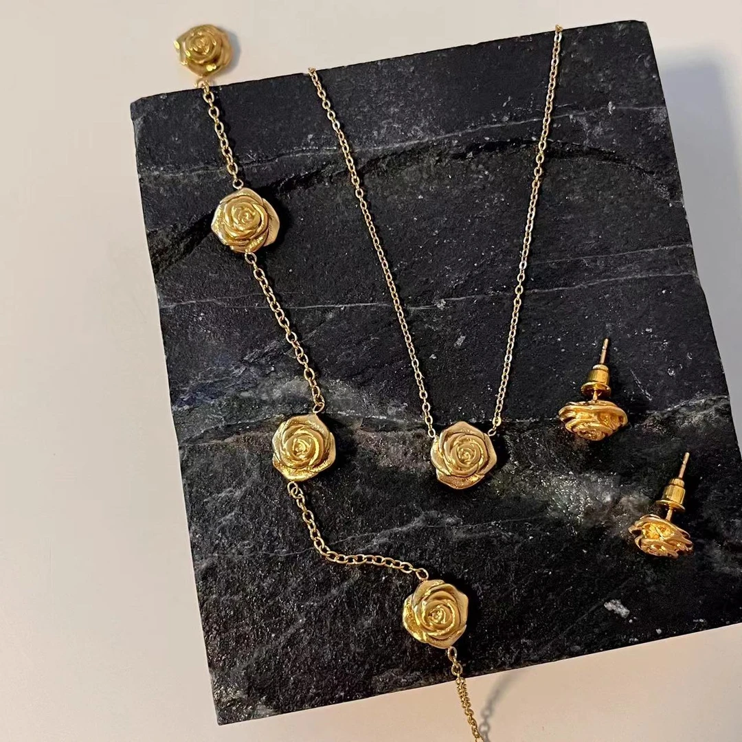 合金项链 【玫瑰花园】部分可碰水！vintage立体玫瑰系列