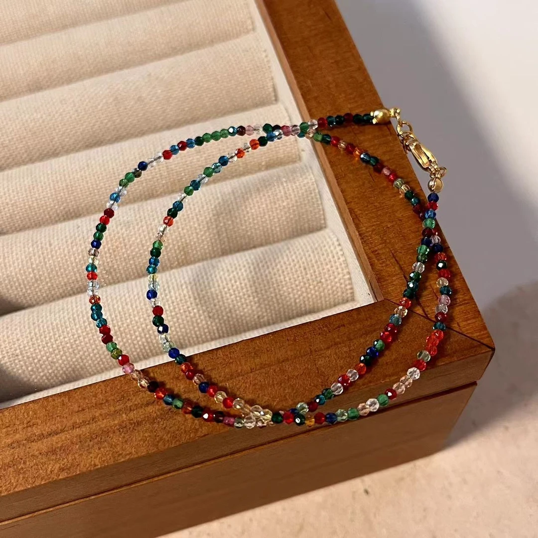 合金项链 【糖果】迷你彩色切面串珠项链 *买贵的姐妹找客服退差价*