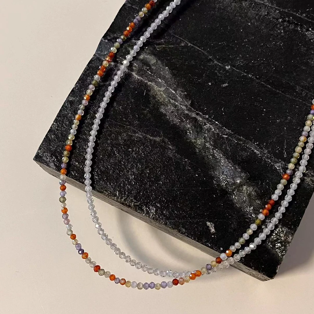 合金项链 可碰水碰汗！【橘子汽水】超细多切面 闪闪串珠 项链