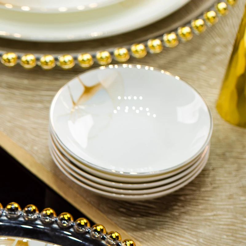 幸福时光4英寸味碟景德镇骨瓷蘸料碟早餐碟甜品碟金边家用小菜碟