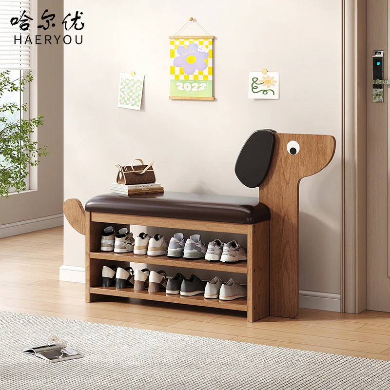 哈尔优鞋架换鞋凳家用入户门口网红款创意坐垫软包穿鞋凳坐凳一体