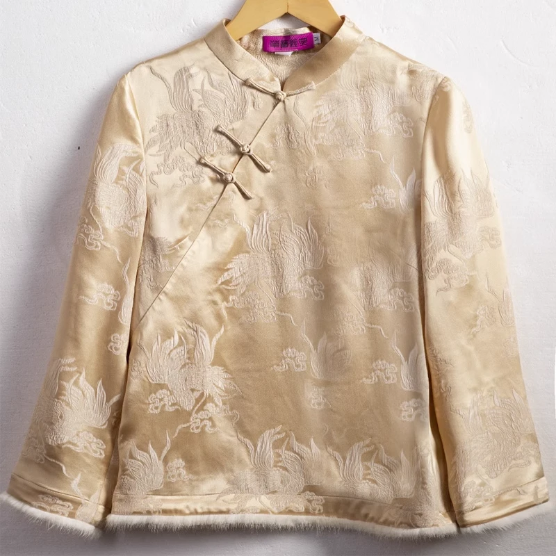 华族经典【云麒】复古中国风唐装上衣女打底时尚百搭冬