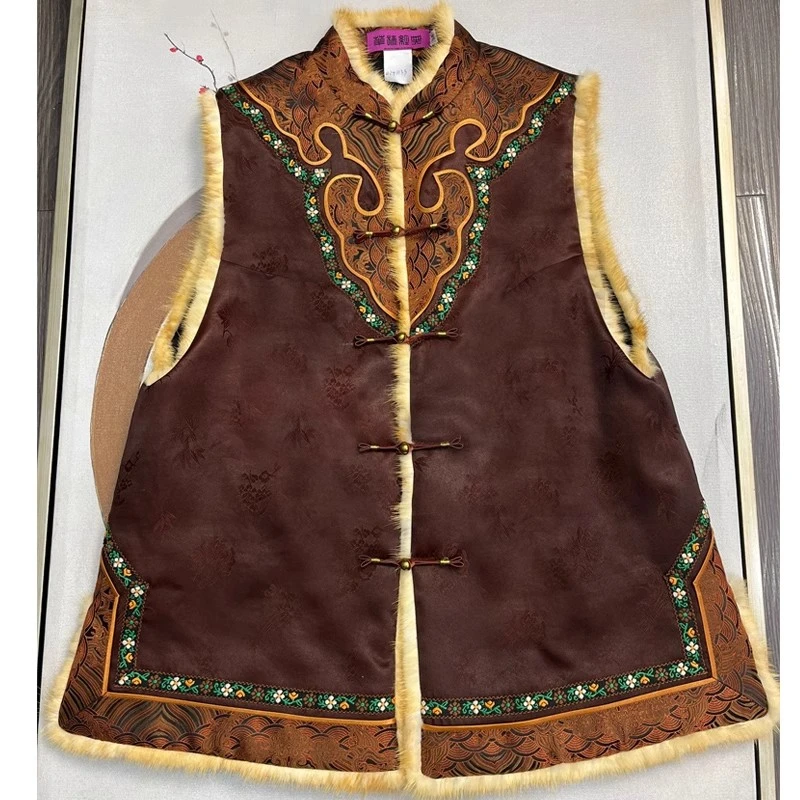 华族经典【芸衣】红云纱复古国风夹棉加厚马夹冬