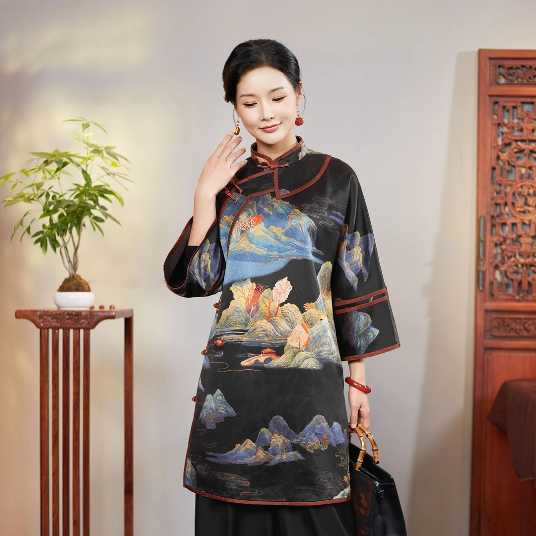 华族经典【丽御香颜】复古优雅大气中国风唐装上衣中长款太太服女秋