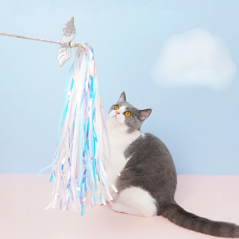 天使魔杖逗猫棒可爱透明加长互动玩耍清新吸引猫猫最爱