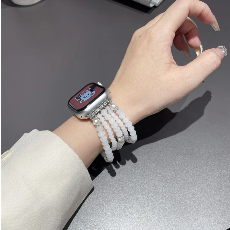 适用applewatchs9ultra表带金银珍珠表带苹果iwatch7/8手链SE创意