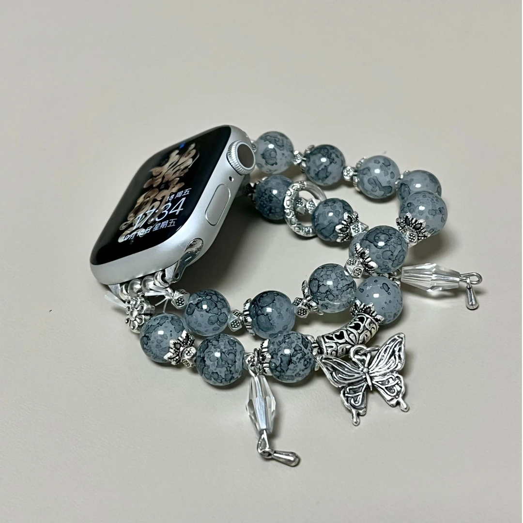 瑞馨宜国风水墨串珠适用iwatch手表带S10表带applewatch腕带S9