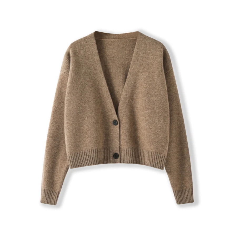 【西绒尔     100纯羊毛】秋冬款V领保暖宽松加厚纯羊毛长袖开衫894