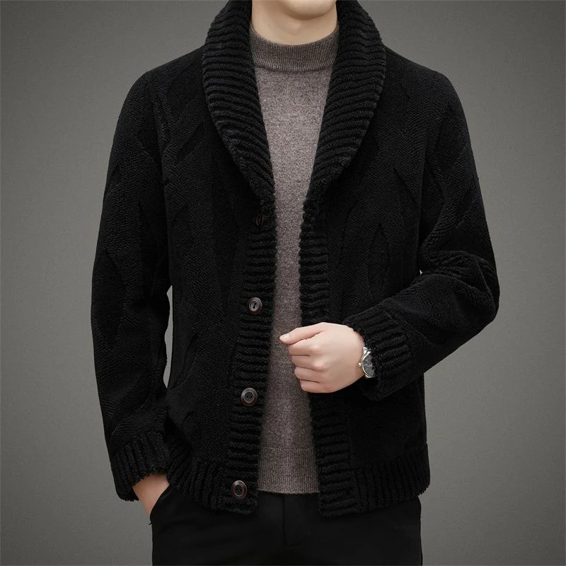 中年男士双面穿毛呢外套加厚商务休闲翻领秋冬外套