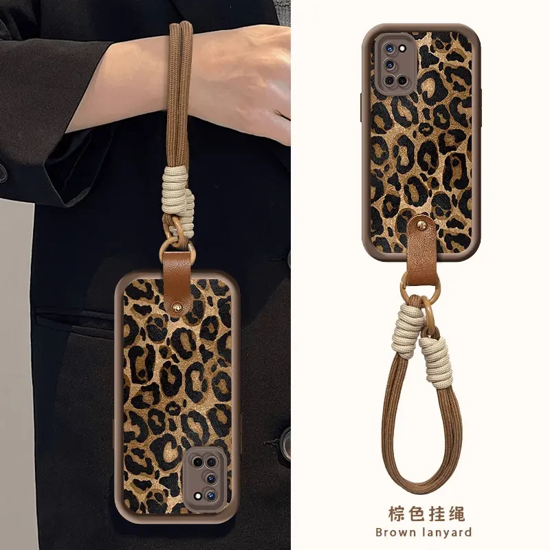 适用于OPPOA72手机壳轻奢高级感棕色豹纹天眼阶梯