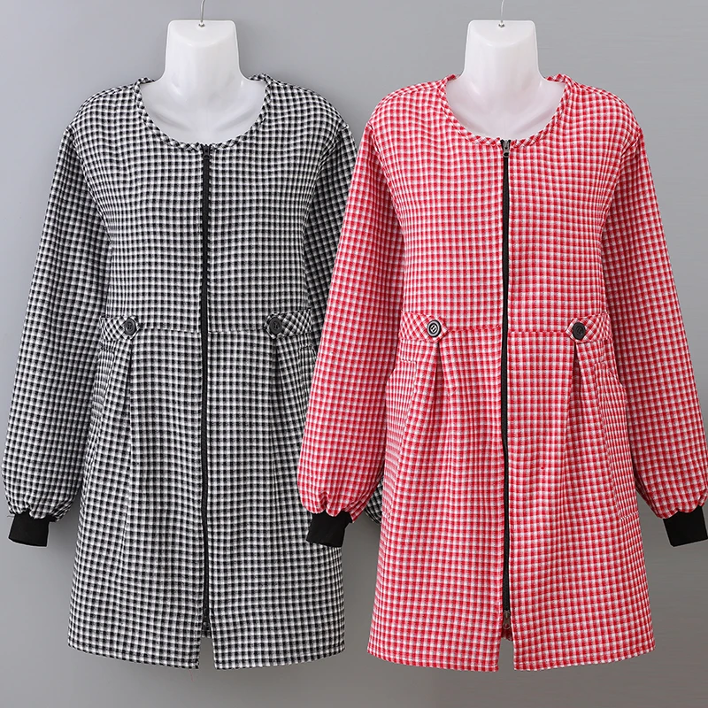 长袖纯棉围裙正穿罩衣家用上班家务厨房工作服秋冬季新款时尚女