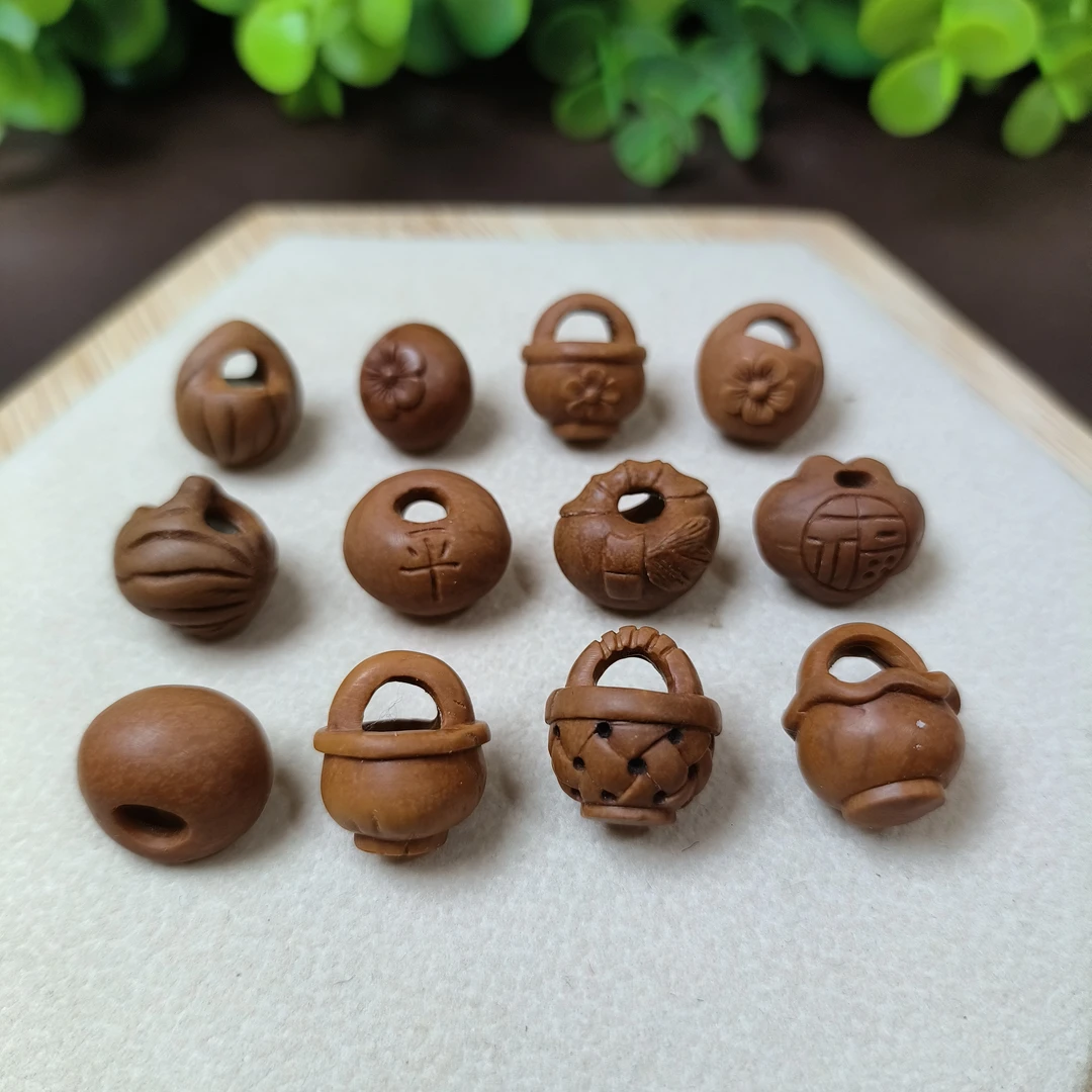 野生桃核纯手工精雕婴幼儿童成人编织手链脚链挂坠diy材料