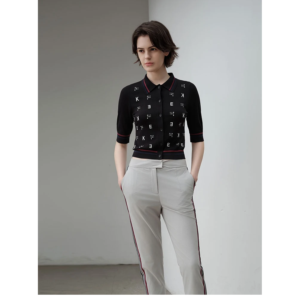 黑色提花logo针织衫R6-ZK8014(JUN)G