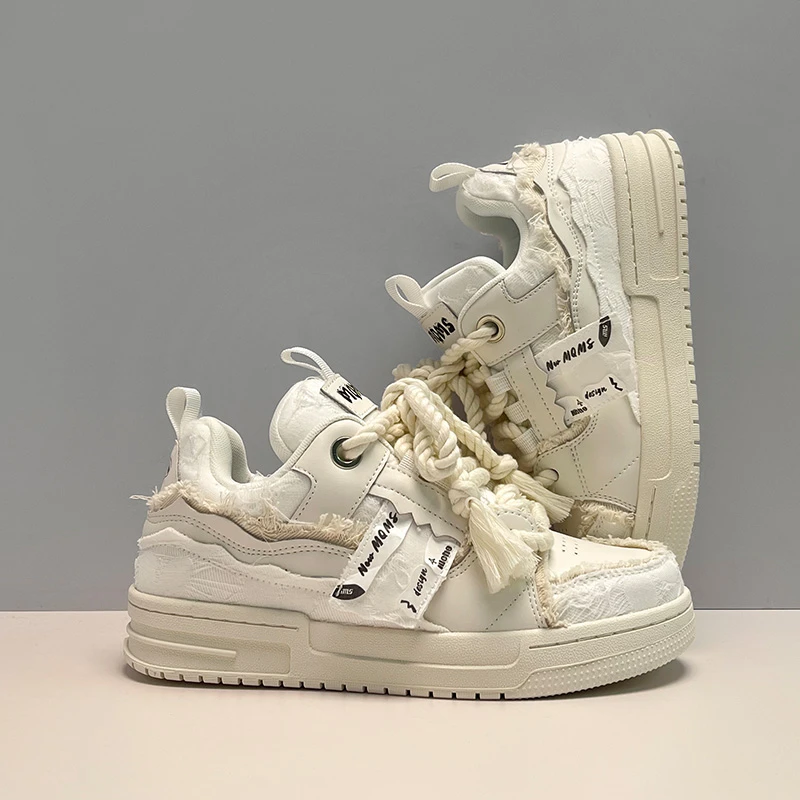 破坏美学系之飞机票白色百搭面包鞋增高低帮休闲潮鞋男女款板鞋潮