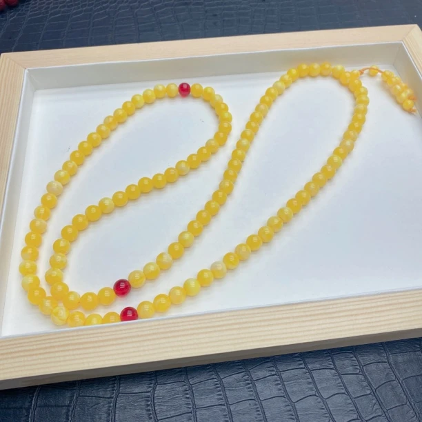 非金属吊坠 【喵淼】国风黄色108课毛衣链