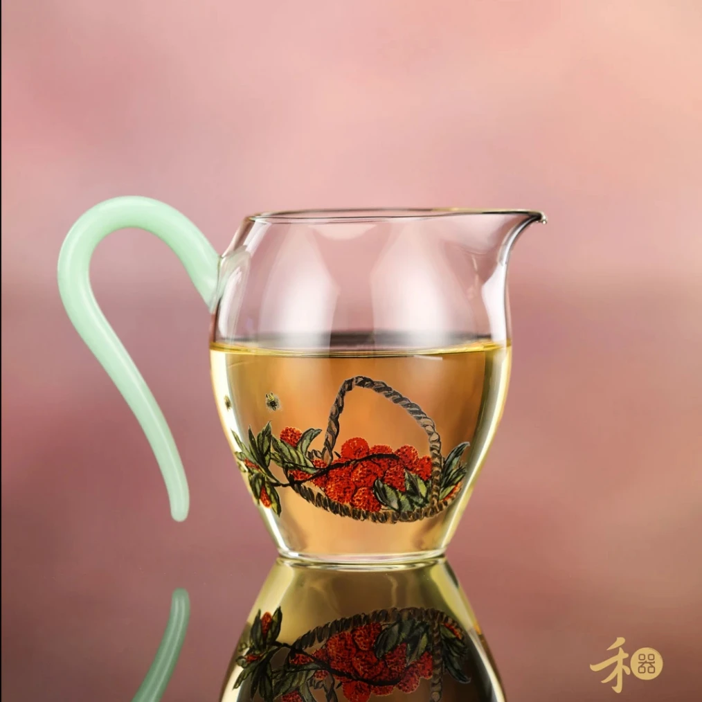 禾器晶彩 怡然 贴花系列 平安喜乐 顺顺荔荔 高硼硅 玻璃公杯