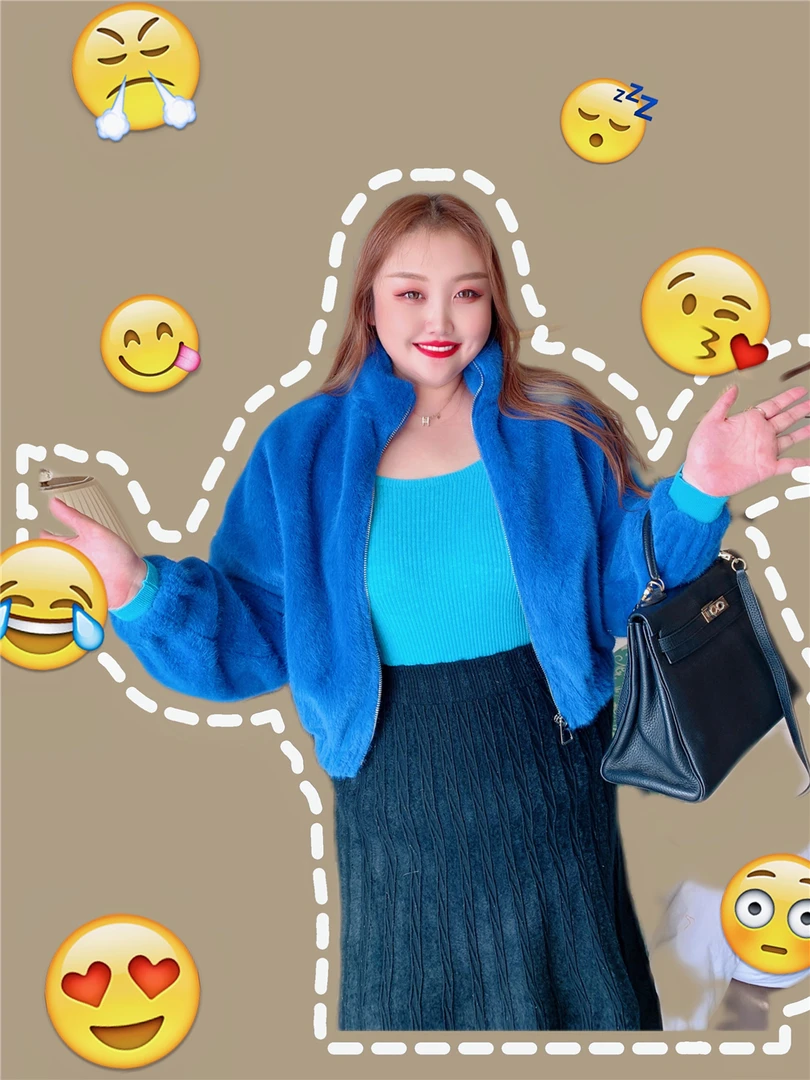 【钻石家大码】胖mm仿貂绒休闲外套保暖夹克拉链短外套 WT2125