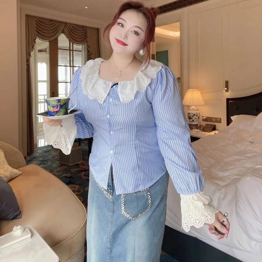 【威尼斯的午餐】钻石家大码胖mm衬衫上衣衬衣 DCY2317