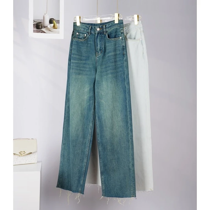 汉麻翡翠牛仔直筒裤k08